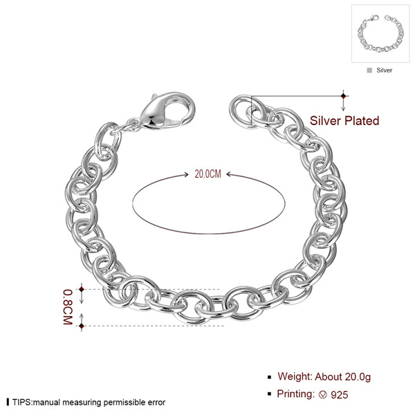 Hot sale best gift 925 silver Crude shrimp buckle bracelet Men DFMCH089, new fashion 925 sterling silver plate Chain link gemstone bracelets
