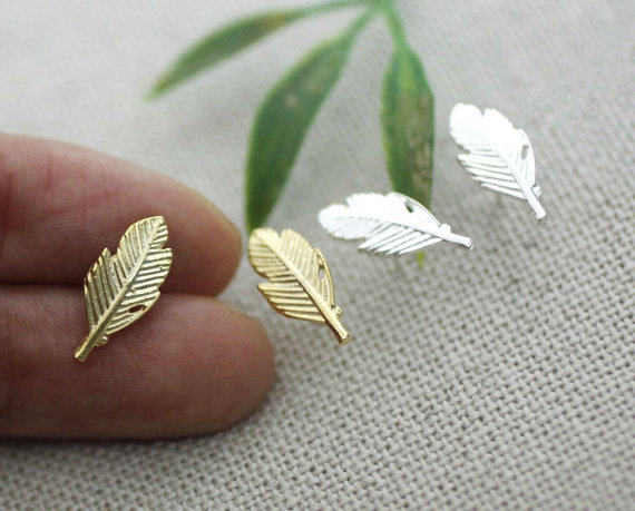 30Pair Fashion Brief Fallen Tree Leaf Stud Earring Silver Gold Color Cute Maple Plant Leaves Earrings Piercing for Women