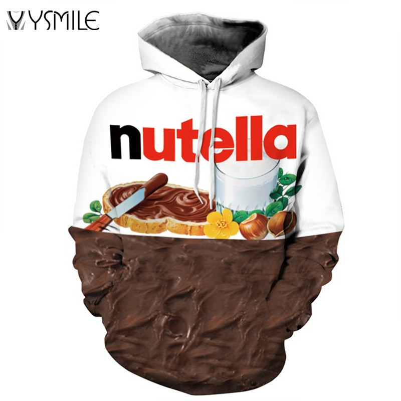 

Wholesale- 2017 Nutella Pattern Men&Women Hoodies Couples Casual Style 3D Print Personality Autumn Winter Sweatshirts Hoody Tracksuits Tops, Black