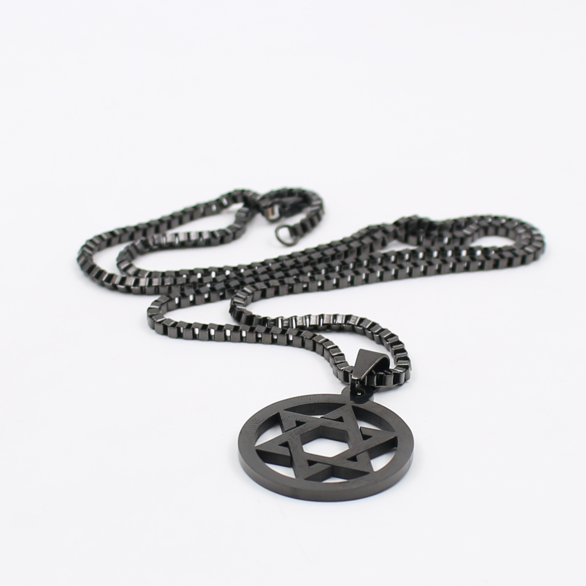 Silver gold black choose Men's ICP 316L Stainless Steel star of David design Pendant Fashion necklace 2.4mm 24 inch box chain