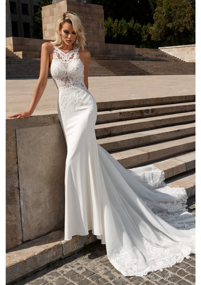 Vintage Bien Savvy Mermaid Dress Sleeveless Lace Applique Bridal Gowns Illusion Court Train Wedding Dresses Vestidos Custom Made