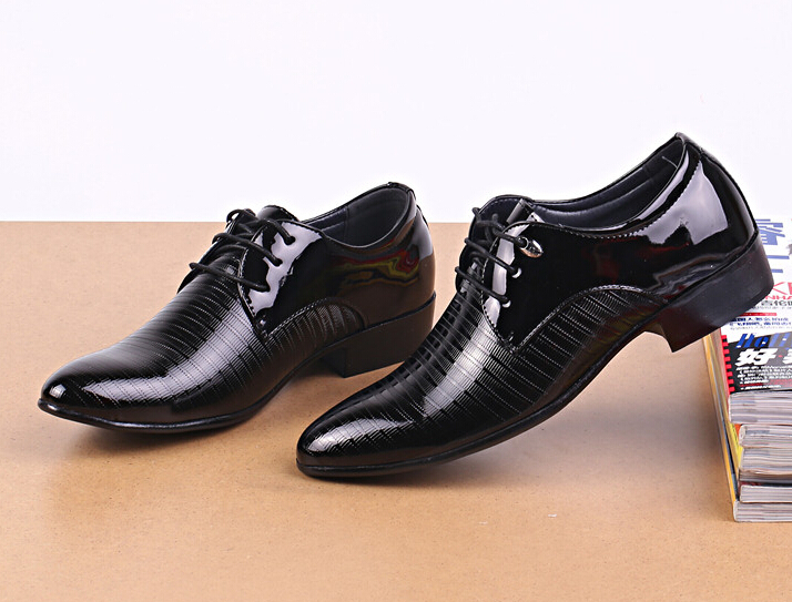 new spring autumn men leather shoes pointed toe patent business casual leather shoes lace up oxfords shoes