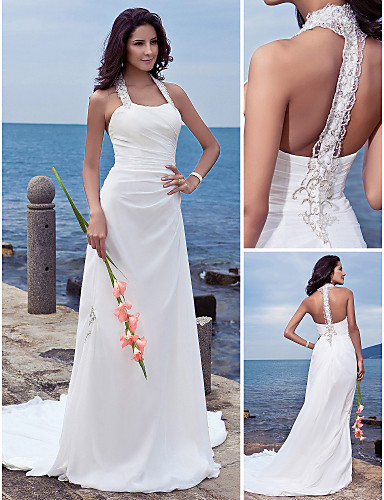 2016 New Fashion Popular Free Shipping Elegant Ivory Court Train Halter Appliques Outdoor Chiffon Sheath Wedding Dresses 277, Same as image
2016 New Fashion Popular Free Shipping Elegant Ivory Court Train Halter Appliques Outdoor Chiffon Sheath Wedding Dresses 277, Same as image