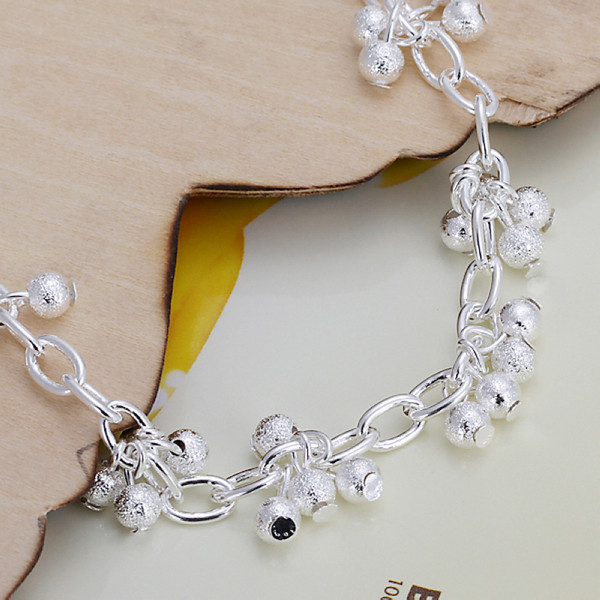 Hot sale best gift 925 silver Sand beads hanging grapes Bracelet DFMCH087, new fashion sterling silver plated Chain link gemstone bracelets