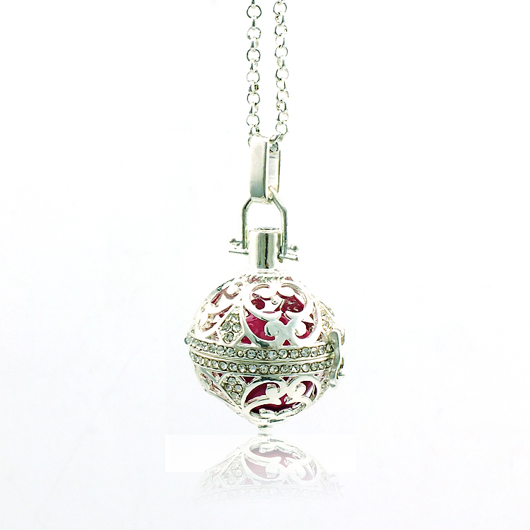 Free Shipping Angel Necklaces Pregnancy Ball Bola Harmony Ball Copper Rhinestone Box Pendants Necklaces For Pregnant Woman Jewelry