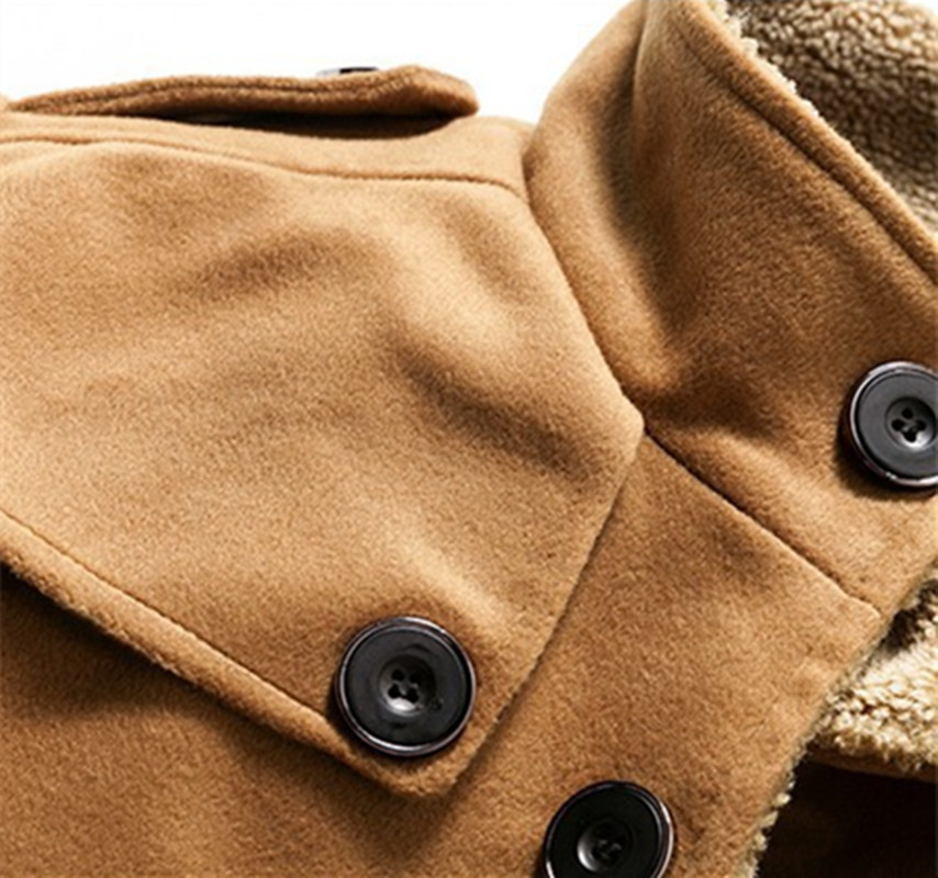 Fall-Free postage stand collar berber fleece male woolen jacket outerwear male navy blue p