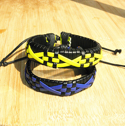 The New Genuine Leather Wrap Braided Bracelets cross candy color Grid Punk Lover's Wristband Men women Handmade Mix order 20pcs