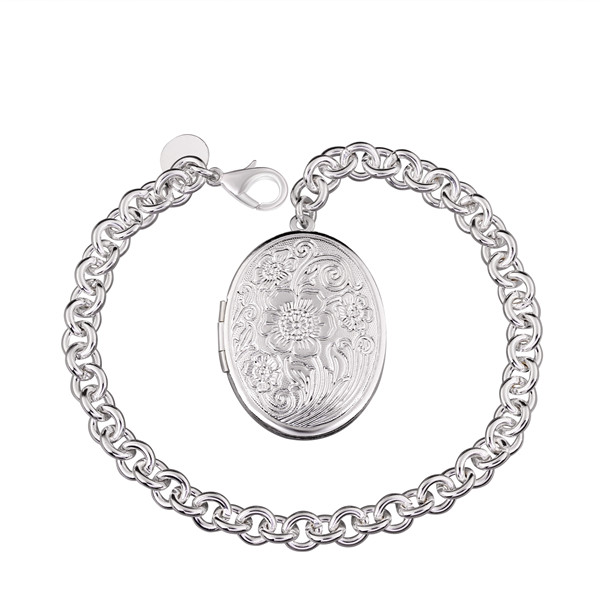 Hot sale gift 925 silver Closed circular carving Bracelet DFMCH349,Brand new fashion 925 sterling silver Chain link bracelets high grade
