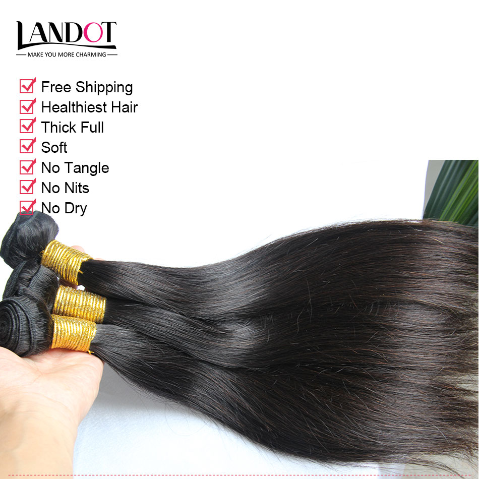Filipino Straight Virgin Hair Weaves With Closure 4pcs/Lot Unprocessed Filipino Human Hair 3 Bundles And Lace Closures Free/Middle/3 Part