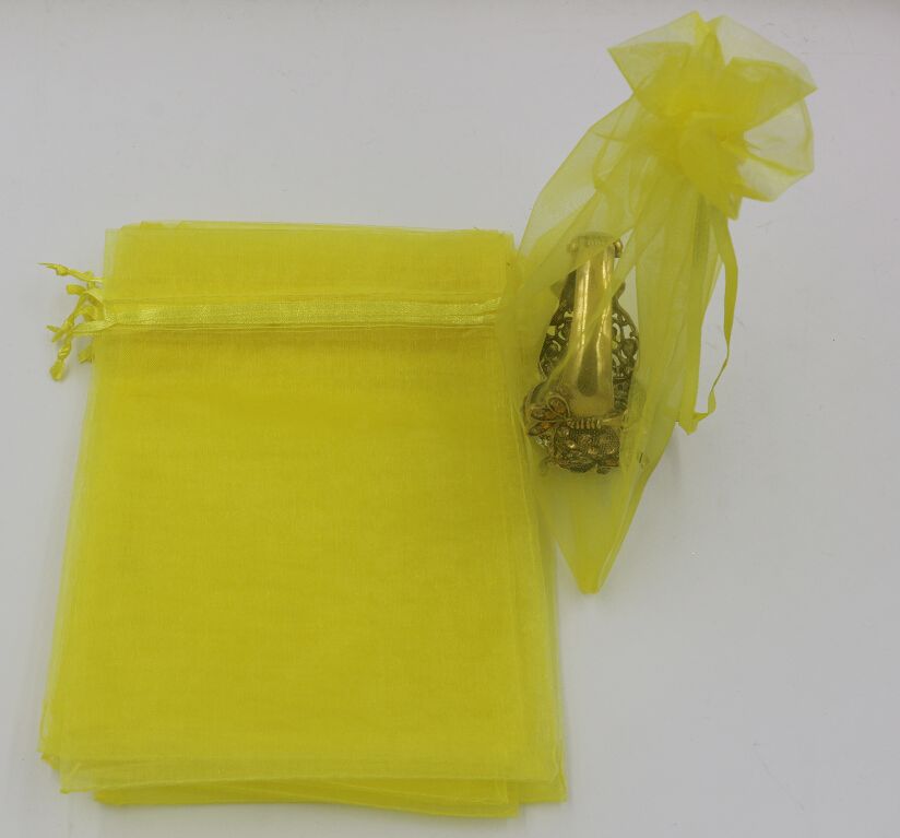 Lemon Yellow 7x9cm 9X11cm 13X18cm Organza Jewelry Gift Pouch Bags For Wedding favorsbeads Accessories