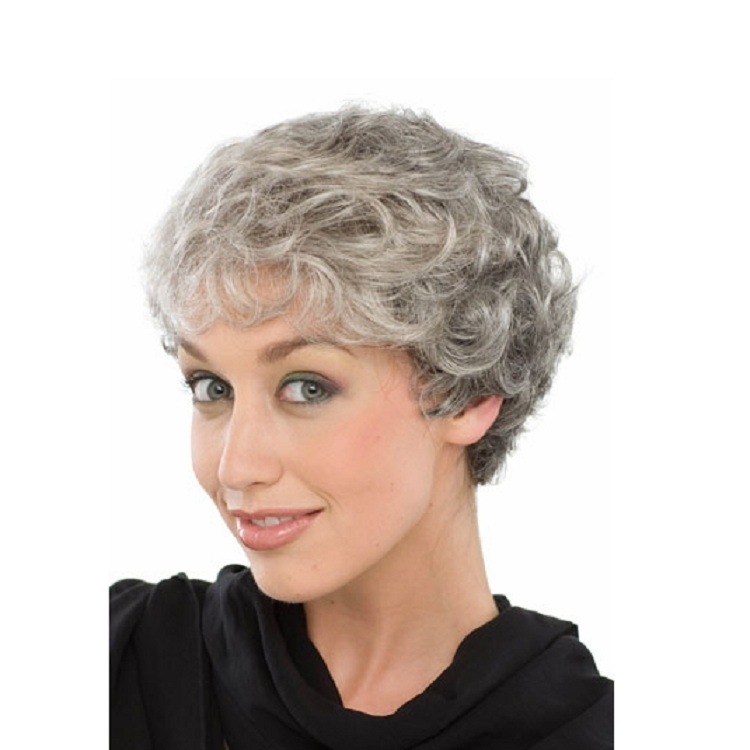 new gray high-temperature wire wig fluffy short volume 8028