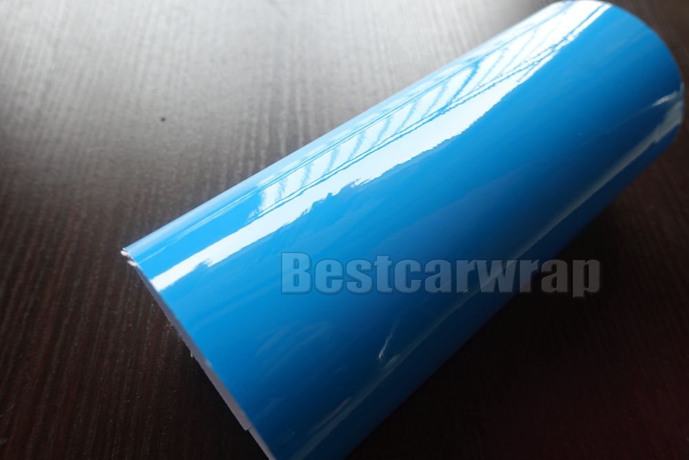 SKY blue Vinyl wrap High Glossy Car Wrap Film WITH 3 LAYERS with air Bubble Free vehicle wrap covering foil Size:1.52*20M/Roll 4.98x66ft