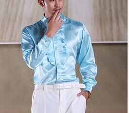 Wholesale-Free shipping white/black/red/blue/ ruffles tuxedo shirts party/wedding shirts