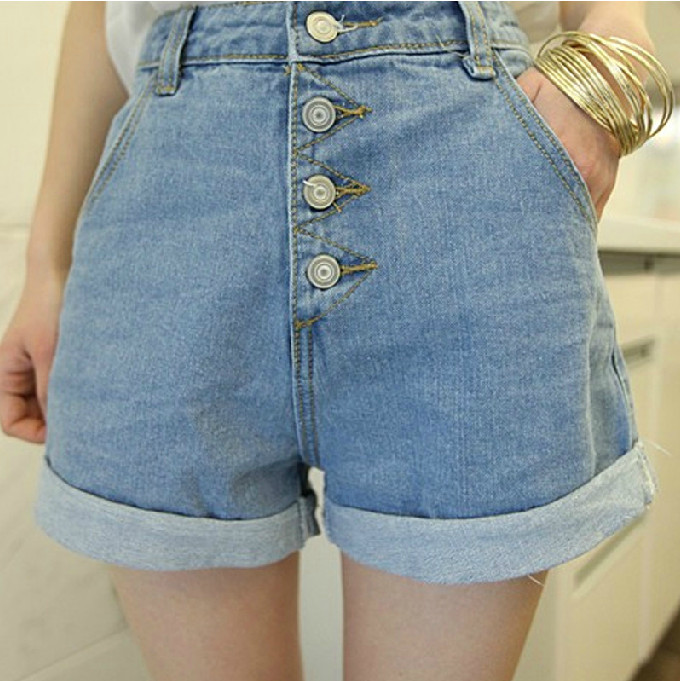 2014 Summer New Korean Women Big Size Loose High Waist Denim Shorts Crimping 4 Button Jean Hot Short, Blue
2014 Summer New Korean Women Big Size Loose High Waist Denim Shorts Crimping 4 Button Jean Hot Short, Blue