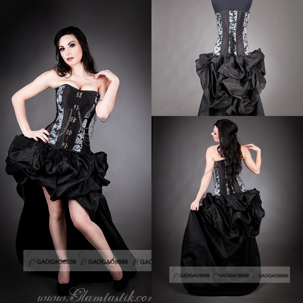 Custom Size Black and Gray chain Steampunk Burlesque corset with bustled train high low prom dress punk ruffles gothic party gown, Dark navy
Custom Size Black and Gray chain Steampunk Burlesque corset with bustled train high low prom dress punk ruffles gothic party gown, Dark navy