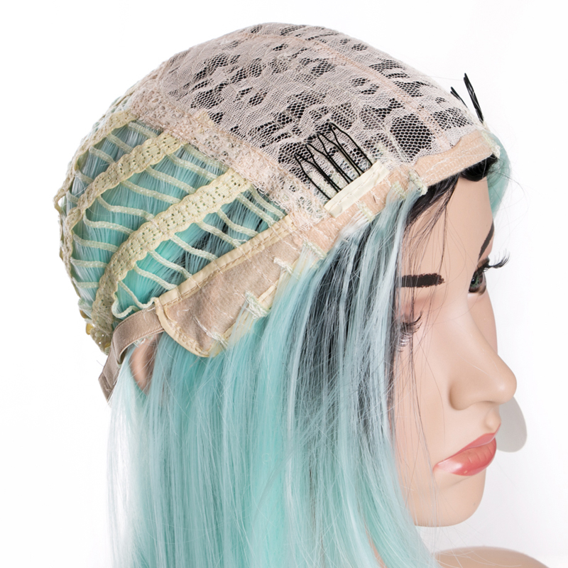 Long Straight Middle Part Dark Root Synthetic Hair wig for Women