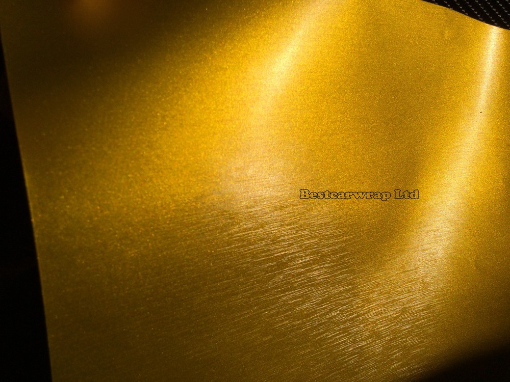 Gold Brusehd chrome metallicl Vinyl Car Wrapping Vinyl with Air Release Film Boat / Vehicle Wraps covers foil Size 1.52x20m/Roll