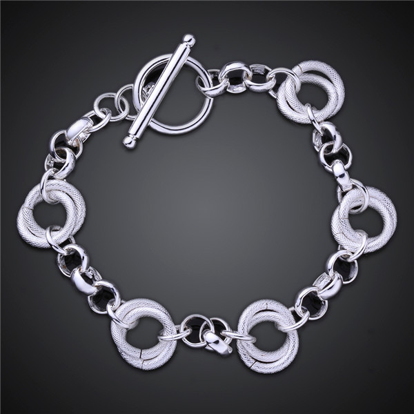 Hot sale christmas gift 925 silver Bicyclic TO Bracelet DFMCH352,Brand new fashion 925 sterling silver plate Chain link bracelets high grade
