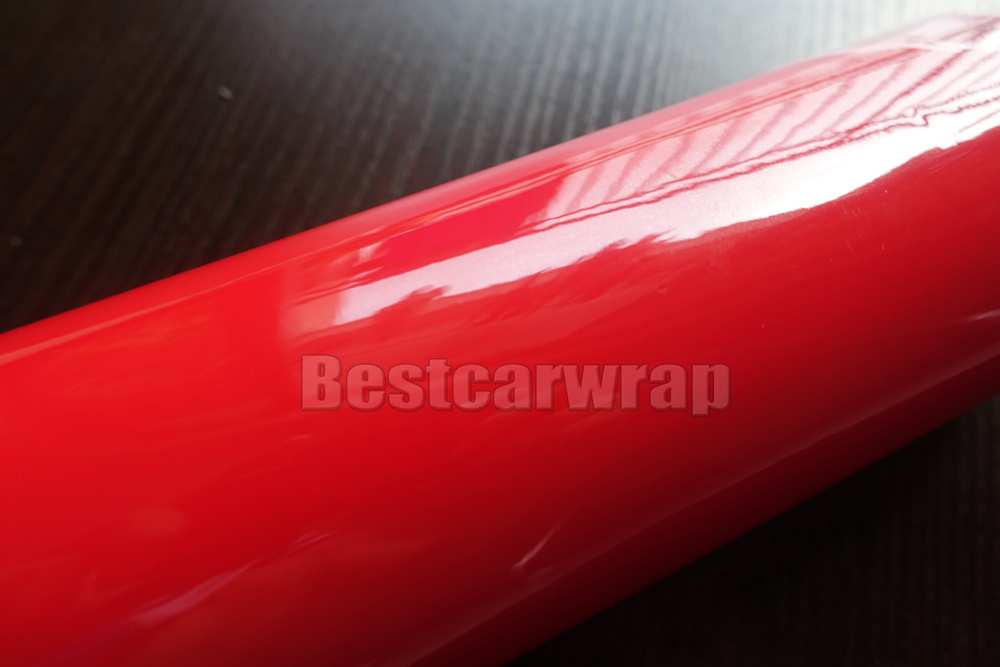 Premium Gloss RED Vinyl wrap High Glossy Car Wrap Film with air Bubble Free vehicle wrap With 3 layers Size:1.52*20M/Roll 4.98x66ft Low tack glue