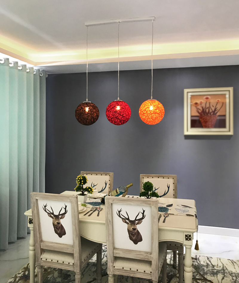 LED Pendant Lamp Hemp Rope Light Ball Chandelier Lights Restaurant Villa Hotel Lighting Living Room
