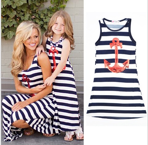 Summer Hot Seller Mother and Daughter Dresses White and Blue Striped Maxi Dresses Girl and Lady Clothes, White and black
Summer Hot Seller Mother and Daughter Dresses White and Blue Striped Maxi Dresses Girl and Lady Clothes, White and black