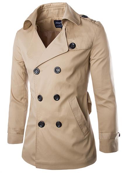 Fall-New foreign trade men's windbreaker original authentic 100% cotton double-breasted coat England temperament Collectibles l20