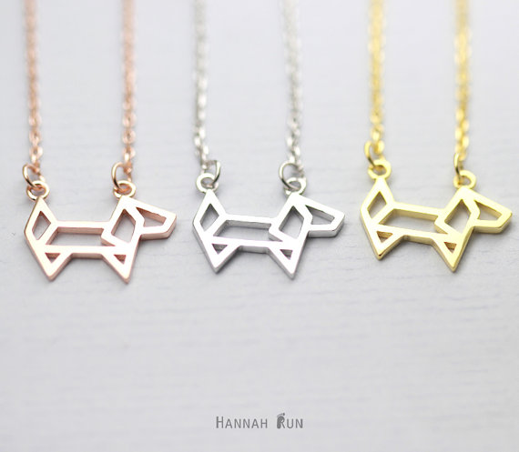 30PCS- N126 Small Pet Dog Necklace Outline Puppy Necklace Lovely Pup Necklace Origami Dog Necklaces Cute Animal Necklaces for Women