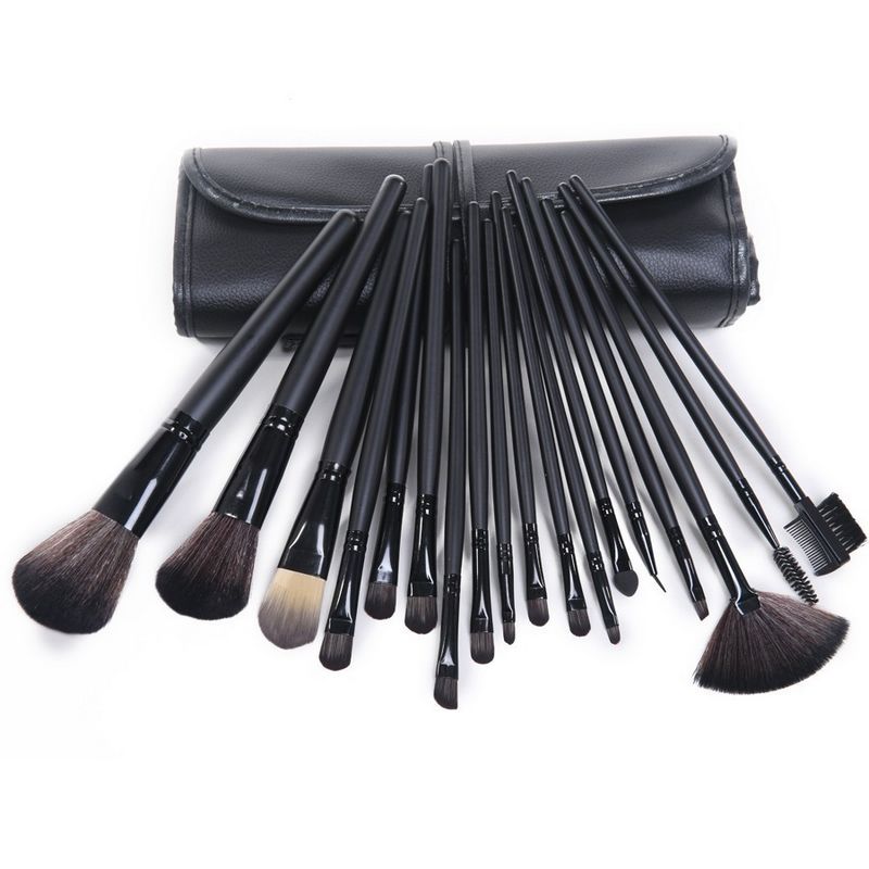 Black/Brown handle 18Pcs Professional Makeup Brushes set Cosmetic Brush Set Kit Tool + Roll Up Case DHL
