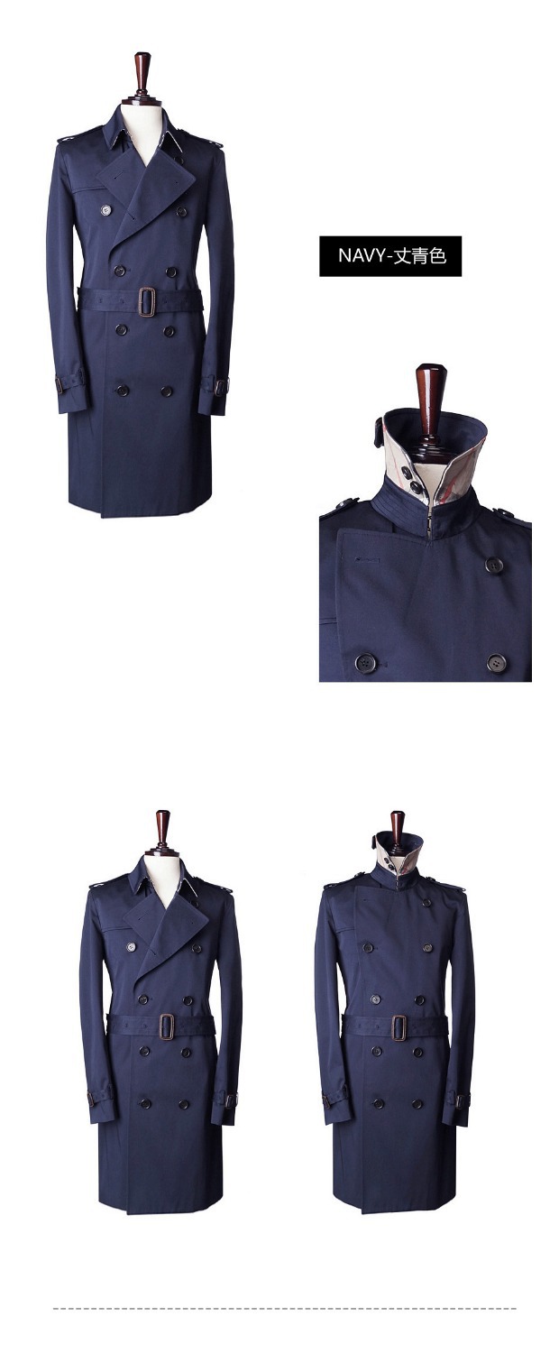 Fall-Newest Cloak Good Quality Luxury X-long Men's Fashion Trench Coat For Man Casual Wind Coat Stand Collar 2 COLORS
