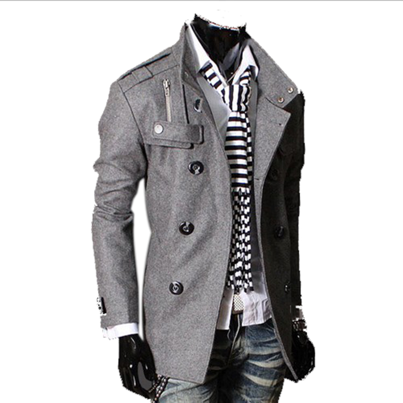 Winter Men's Wool Mens Jackets Coats Overcoat Fashion Mens Double Breasted Stylish Peacoat Men long Trench Coat