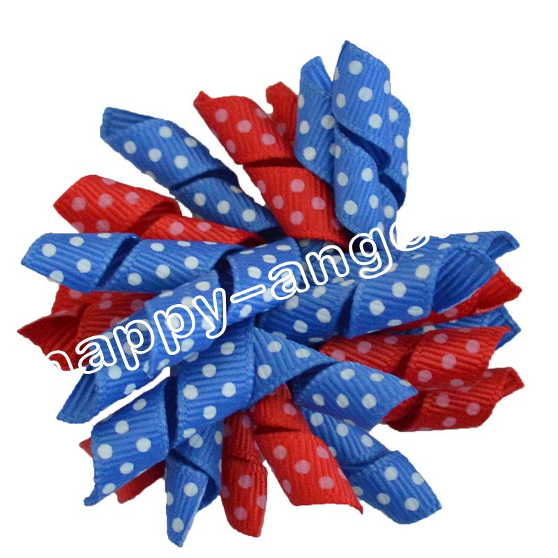 Random 4" M2M Gymboree style prints dot Curlies loop Ribbon Korker hair bows clips Girl/women Corker hair bobbles Accessories 50pcs PD007
