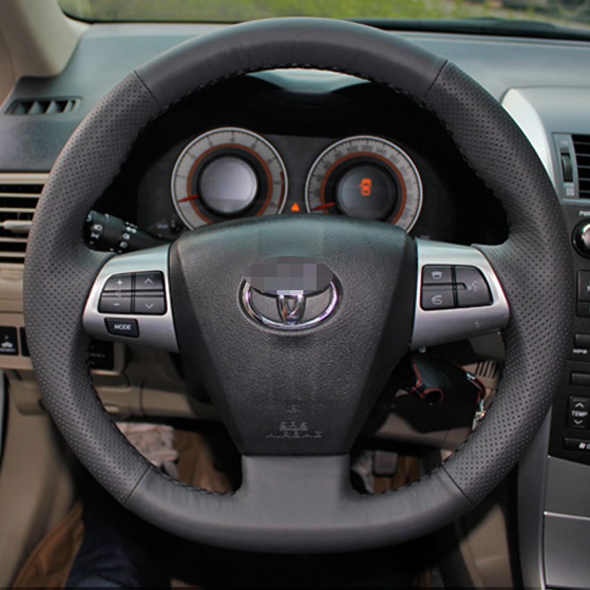 Steering wheel cover Case for Toyota COROLLA 2011 RAV4 2012 Genuine leather DIY Hand-stitch Car styling Interior decoration