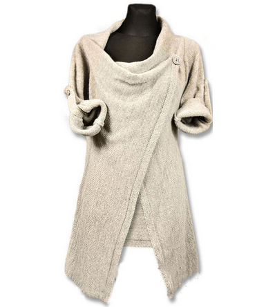 Women Sweaters Knitted New Star Models Long Sleeve Loose Outwear Knitwear Cardigan One Button Irregular Sweater