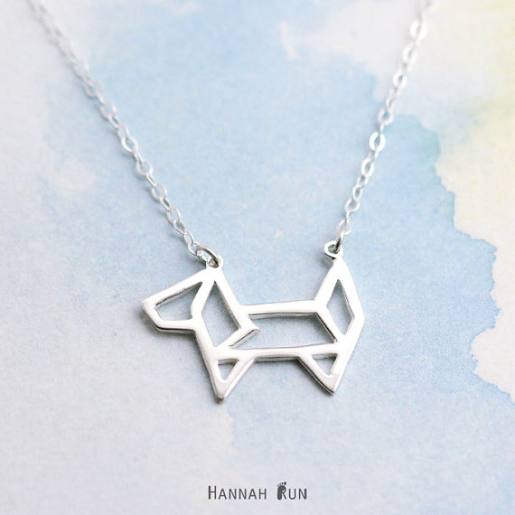 30PCS- N126 Small Pet Dog Necklace Outline Puppy Necklace Lovely Pup Necklace Origami Dog Necklaces Cute Animal Necklaces for Women