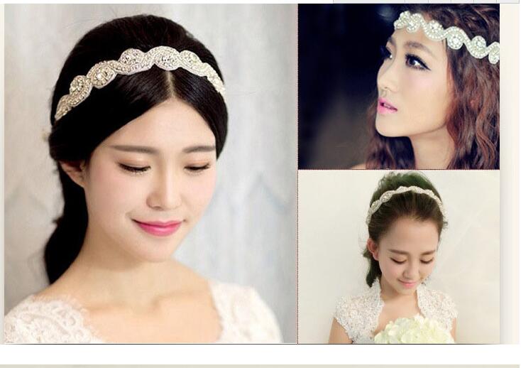 Vintage Wedding Bridal Crystal Rhinestone Pearls Hair Accessories Flowers Pieces Pins Headband Beaded Princess Tiara Jewelry Suppliers HT10