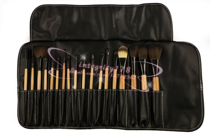 Black/Brown handle 18Pcs Professional Makeup Brushes set Cosmetic Brush Set Kit Tool + Roll Up Case DHL
