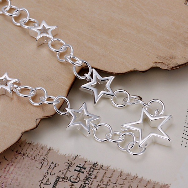 Hot sale best gift 925 silver Five empty stars bracelet DFMCH178,Brand new fashion 925 sterling silver plate Chain link bracelets high grade