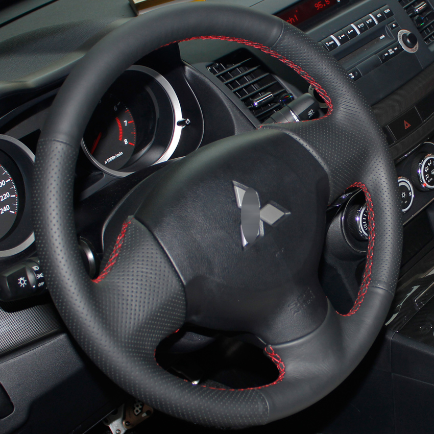 Case for Mitsubishi Lancer OUTLANDER no buttons Steering wheel cover Genuine leather DIY Hand-stitch Car styling cover Anti-slip