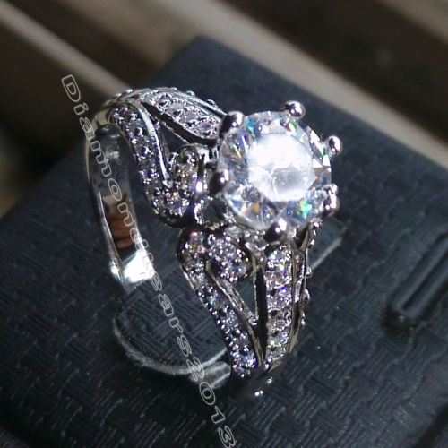 5-10 Size 1.5ct Topaz Engagement Ring in 10kt White Gold Filled, Mother's Day Gift