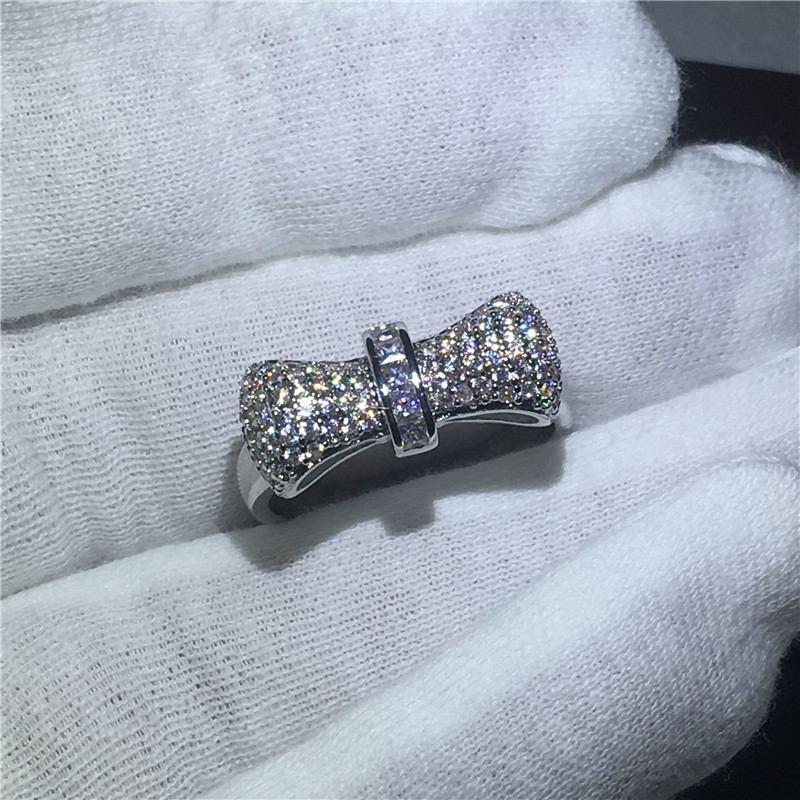 Infinity Jewelry Women Engagement wedding band ring for women bowknot Style 5A zircon crystal 925 Sterling silver Bridal rings