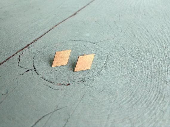 30Pair- S034 Gold Silver Diamonds Stud Earring Simple Rhombus Stud Earring Cute Poker Square Earrings Tiny Geometric Playing Card Earrings