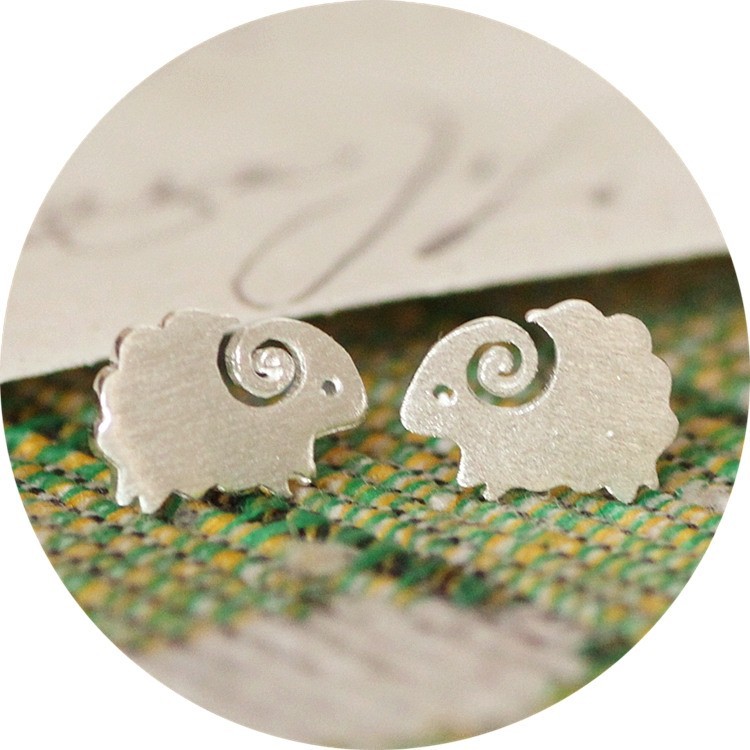 10PCS- S046 Cute Little Sheep Studs Earrings Tiny Mutton Earring Goat Earrings Lovely Animal Stud Earrings for Constellation Birthday Gifts
