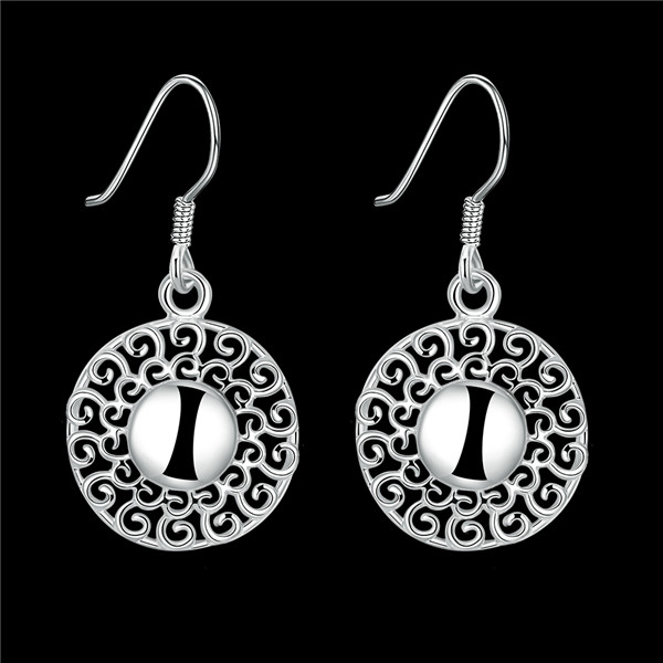 Brand new sterling silver Pierced earrings round DFMSE657,women's 925 silver Dangle Chandelier earrings 10 pair a lot factory direct