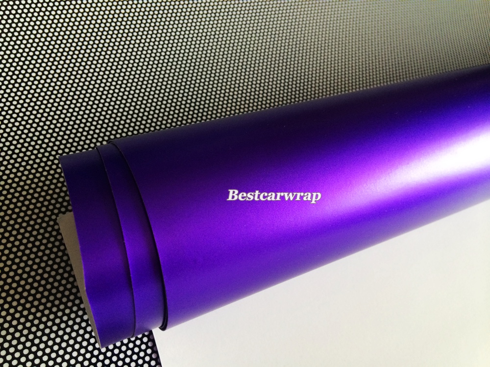 Purple Satin Chrome Car Wrap Vinyl with Air Release Chrome Matte Purple Metallic For Vehicle Wrap styling Car stickers size1.52x20m/Roll