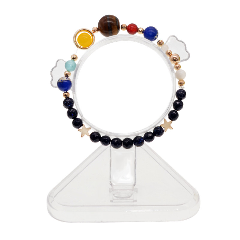 Universe Galaxy the Eight Planets in the Solar System Guardian Star Natural Stone Beads Bracelet Bangle for Women & Men Gift