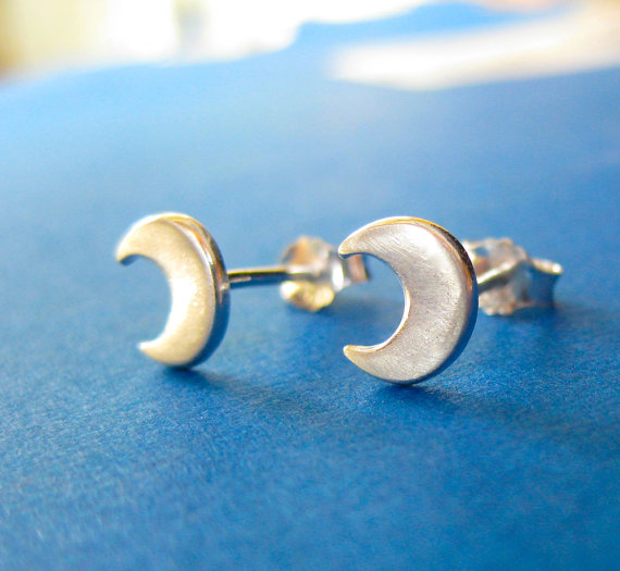 30Pair Gold Silver Cute Crescent Moon Stud Earrings Simple Tiny Half Moon Earrings Jewelry for Women