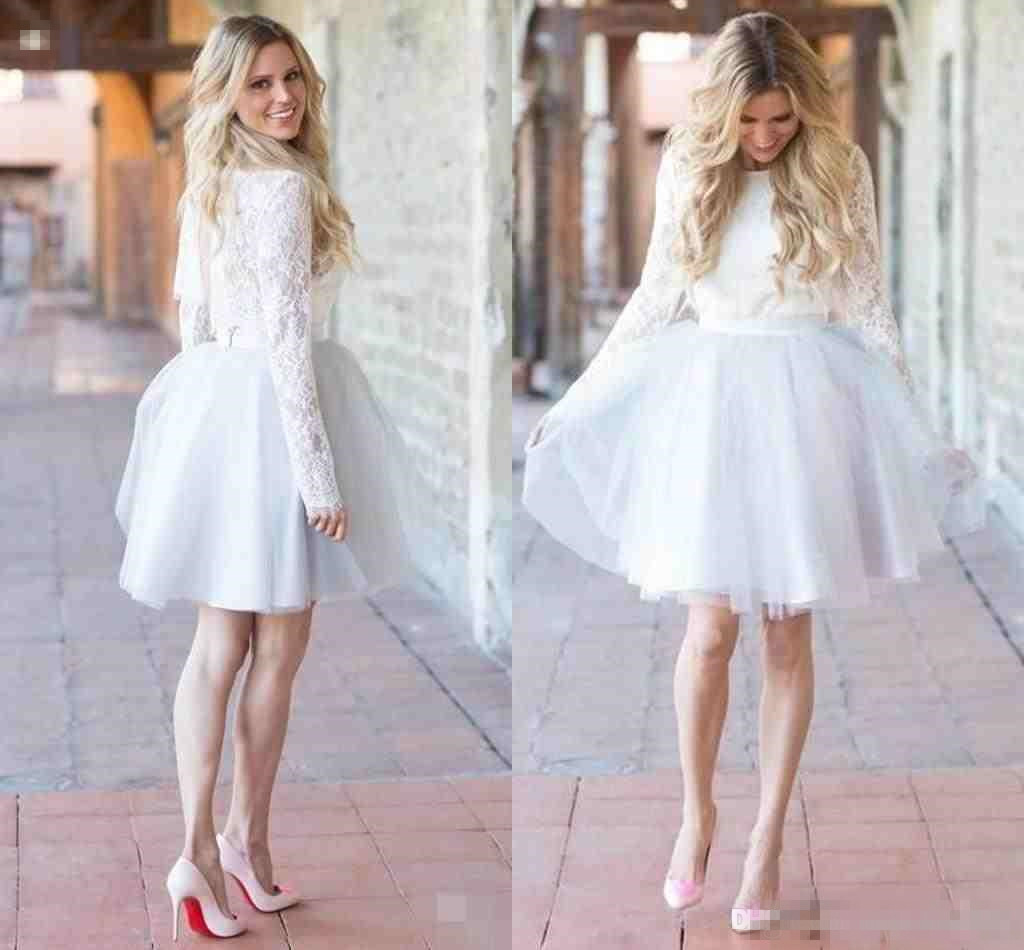 Short Knee Length Wedding Dresses Sexy Tulle Lace Long Sleeve Wedding Dress 2019 Beach Wedding Dresses Vestido De Novia, Silver
Short Knee Length Wedding Dresses Sexy Tulle Lace Long Sleeve Wedding Dress 2019 Beach Wedding Dresses Vestido De Novia, Silver