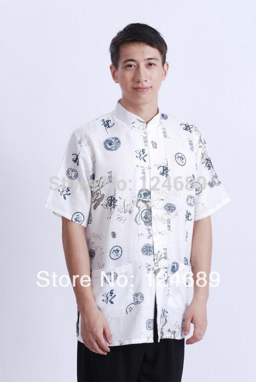Wholesale-Free shipping 2016 new national trend chinese style top tradition Chinese dragon print Shirt mandarin collar shirt tang shirt