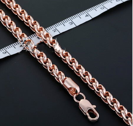 Wholesale-5mm Mens Chain Boys Jewellery Wheat Link Yellow Gold Filled GF Necklace Customized Wholesale Jewelry Free Shipping