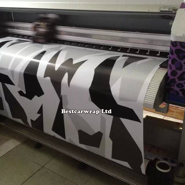 Car styling White / Black camouflage sticker bomb printing car body decoration vinyl wrap roll film 1.52 x 30m/Roll